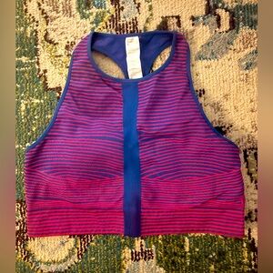 Fabletics Red and Blue Ribbed Sports Bra Crop Top Size XL with optional shorts